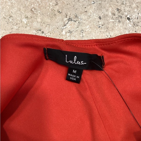 Lulus NWT Get Gorgeous Red one shoulder Faux-Wrap mini dress Medium - Picture 7 of 8